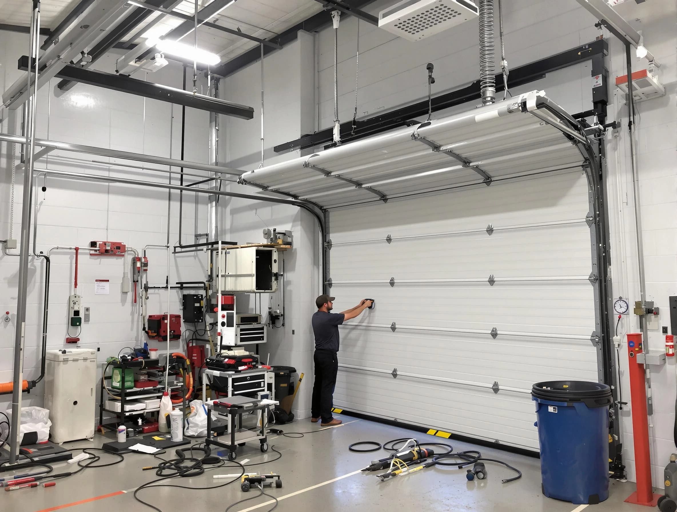 Hanceville Garage Door Repair certified technician performing commercial door repair at a Hanceville business facility