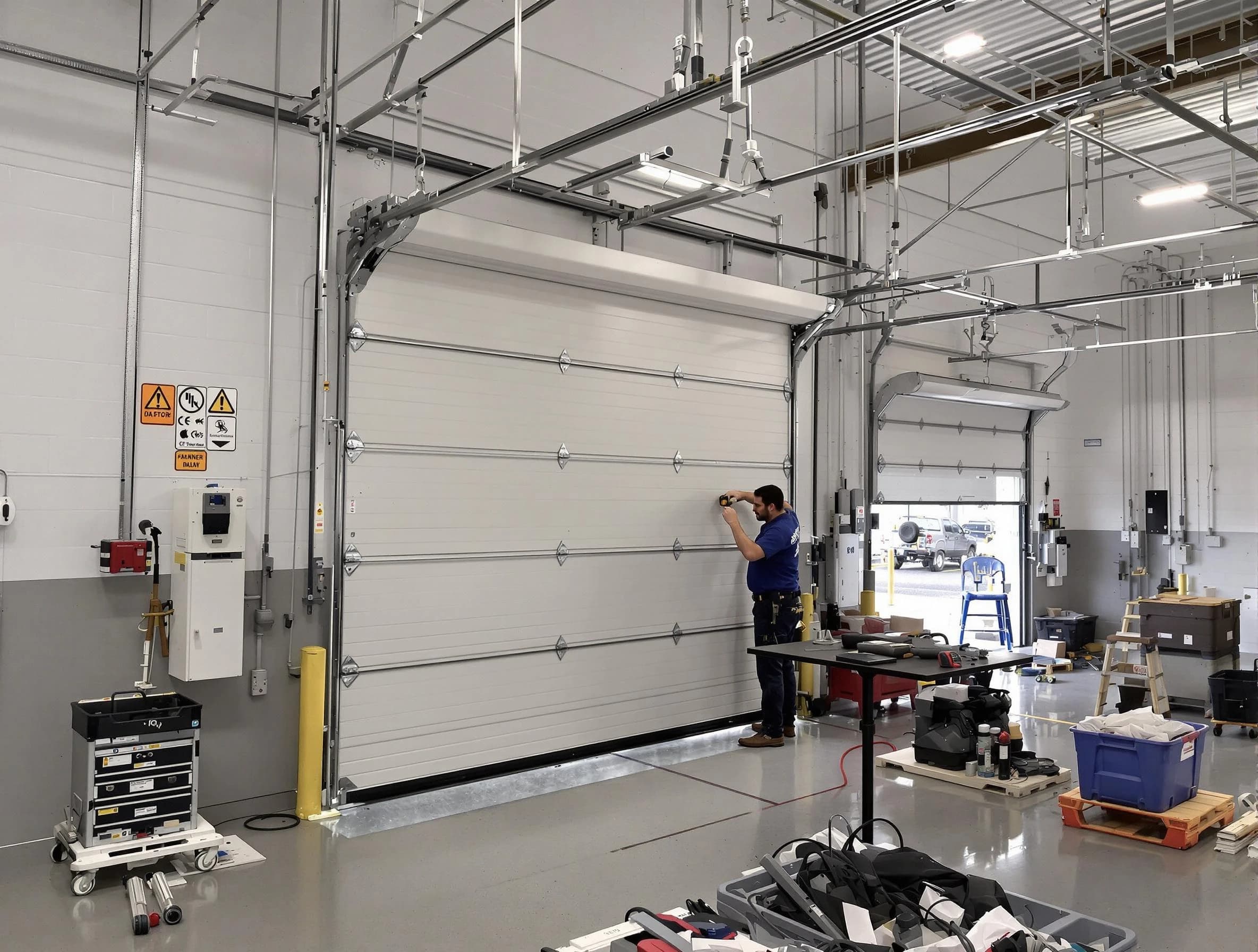 Commercial garage door repair being performed by Hanceville Garage Door Repair expert in Hanceville