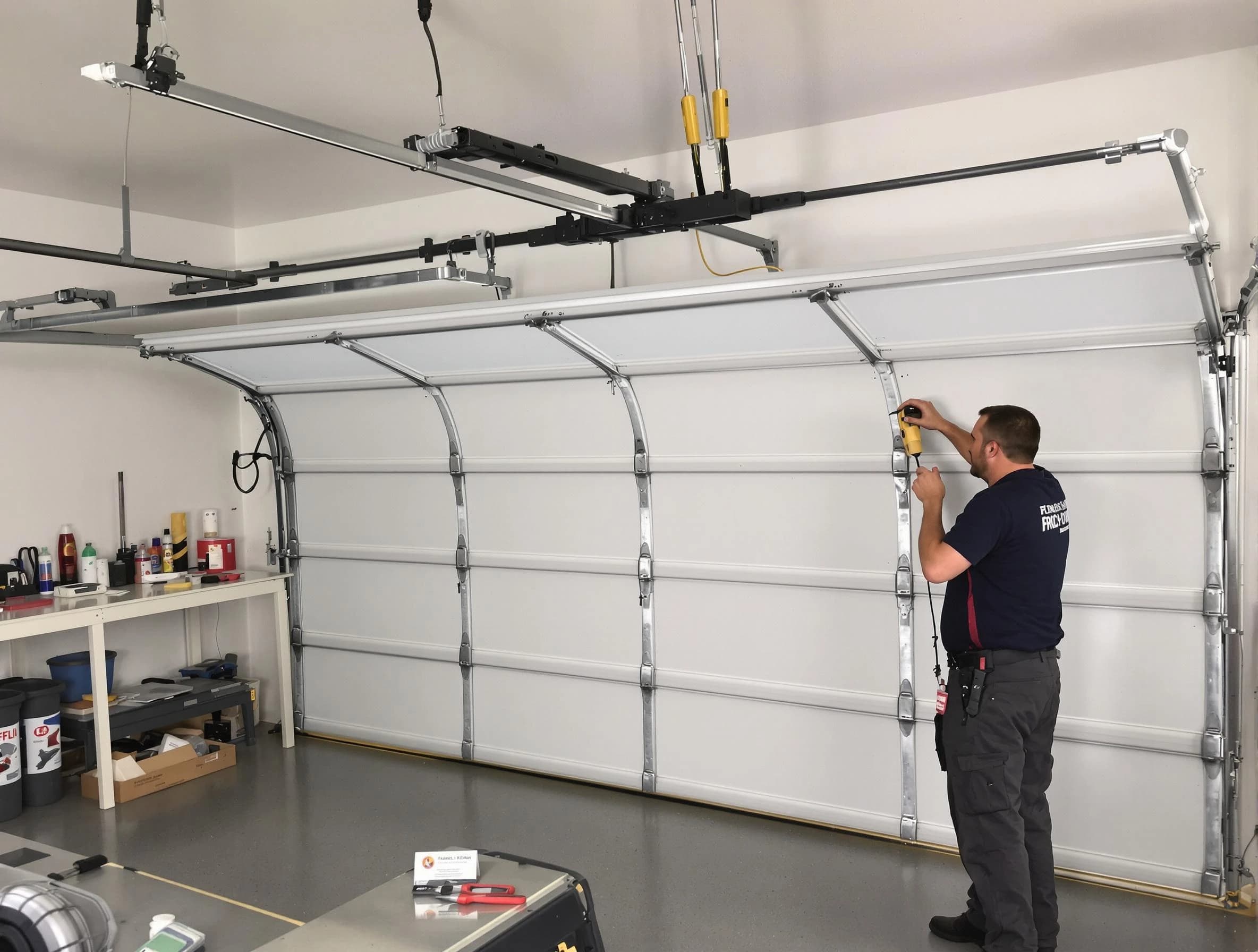 Hanceville Garage Door Repair certified technician performing overhead door system repair in Hanceville