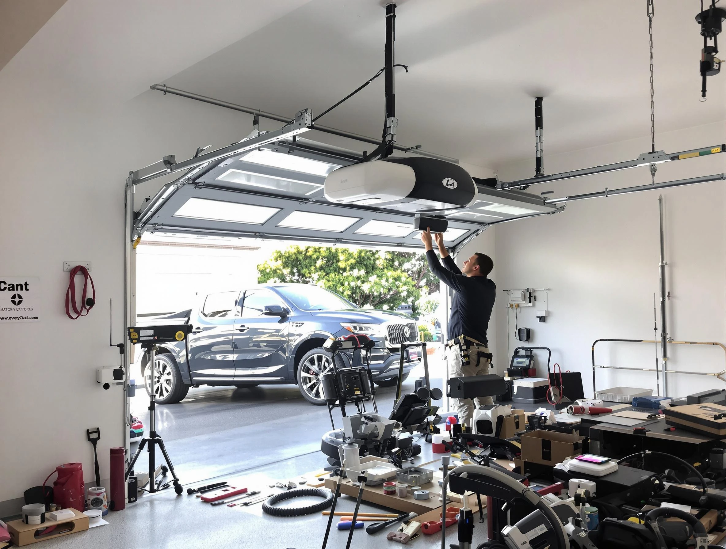 Hanceville Garage Door Repair specialist installing smart garage door opener system in Hanceville home