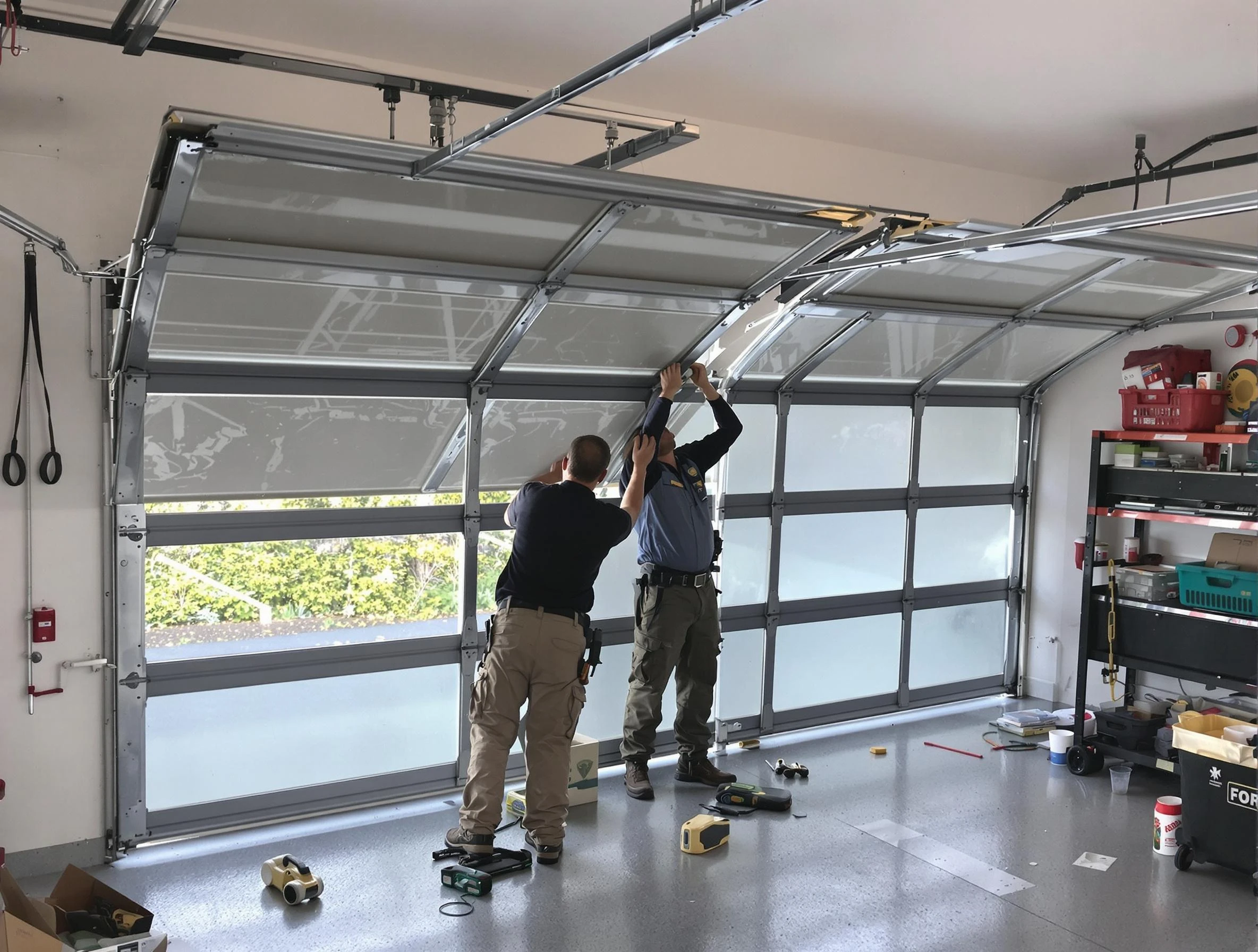Hanceville Garage Door Repair expert performing precise panel replacement on Hanceville garage door