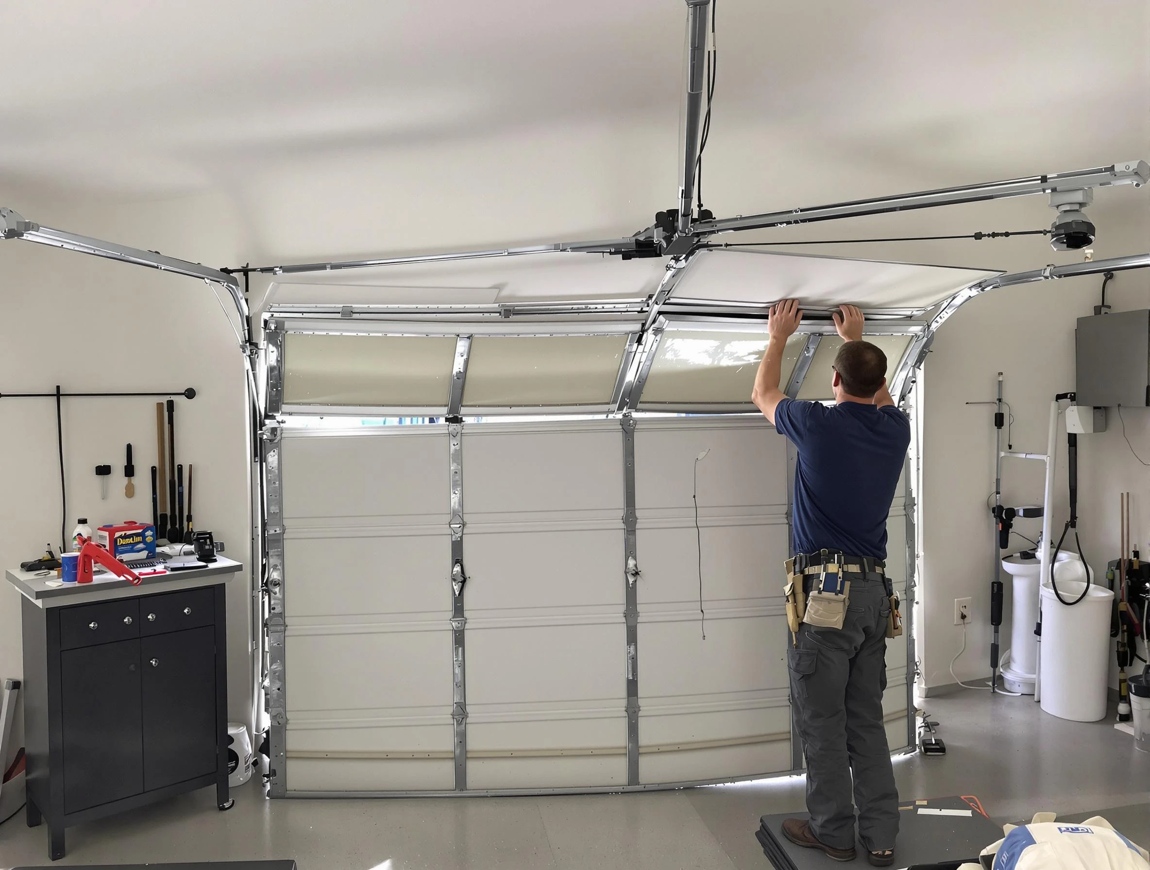 Hanceville Garage Door Repair specialist performing precise section replacement on Hanceville garage door
